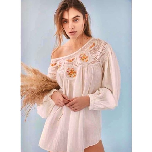 πΊπHPππΊ NWT Free People Secret Garden Lace Blouse - Picture 9 of 14